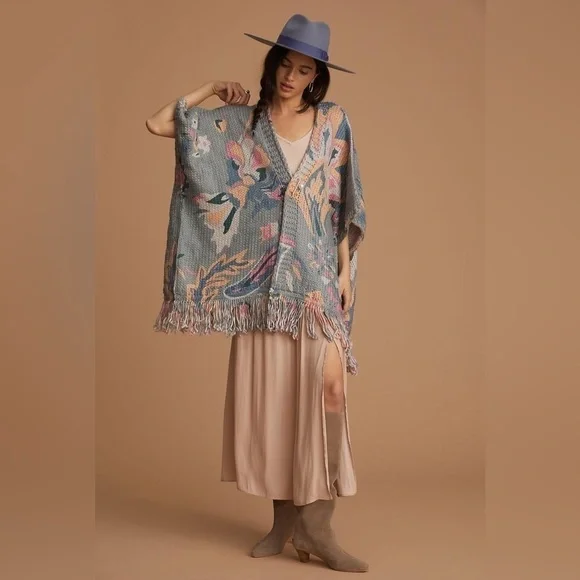 NWT Anthropologie Pink and Blue Braided Sweater sz OS - Picture 3 of 6